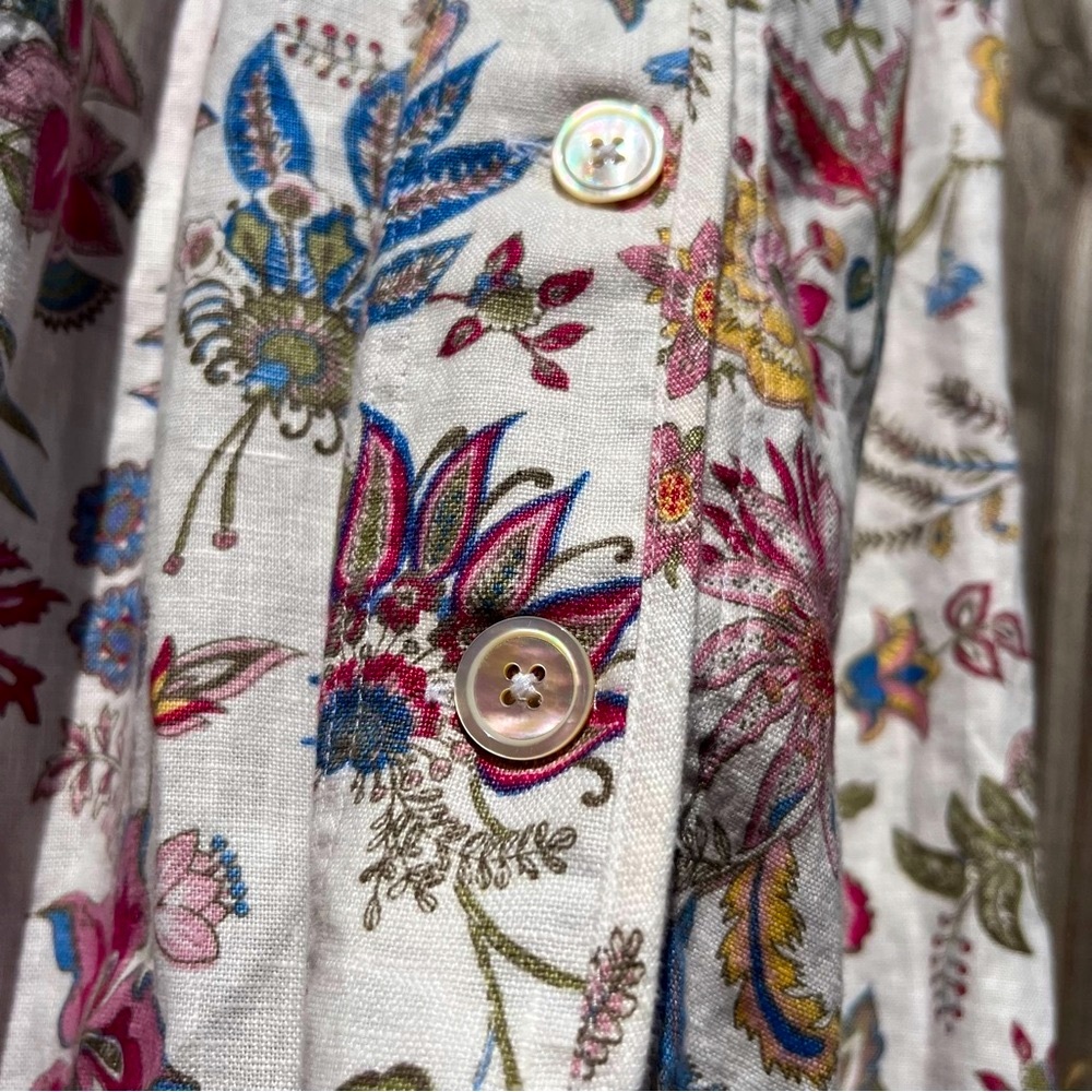 Polo Ralph Lauren Floral 100% Linen V-Neck Midi Dress Pink Elegant 8/M - Picture 16 of 16